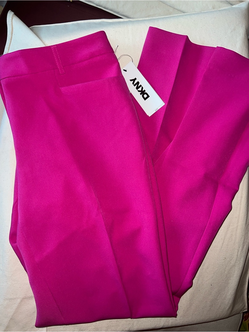 Dkny Fuchsia Pink High-Rise Straight-Leg Pants